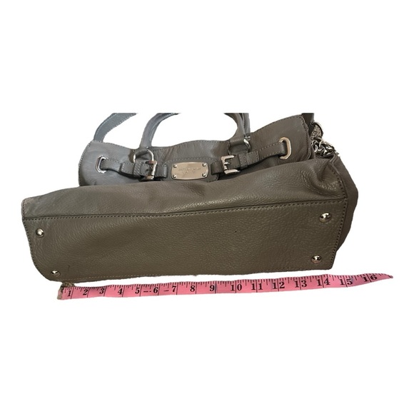 Michael Kors Gray Leather Hamilton Tote Large Silver Hardware Work Bag - Picture 9 of 9